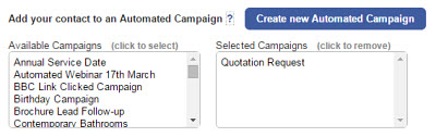 Automated contact forms for website and email campaigns